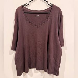 Penningtons Women's Dark Brown V-Neck Tee